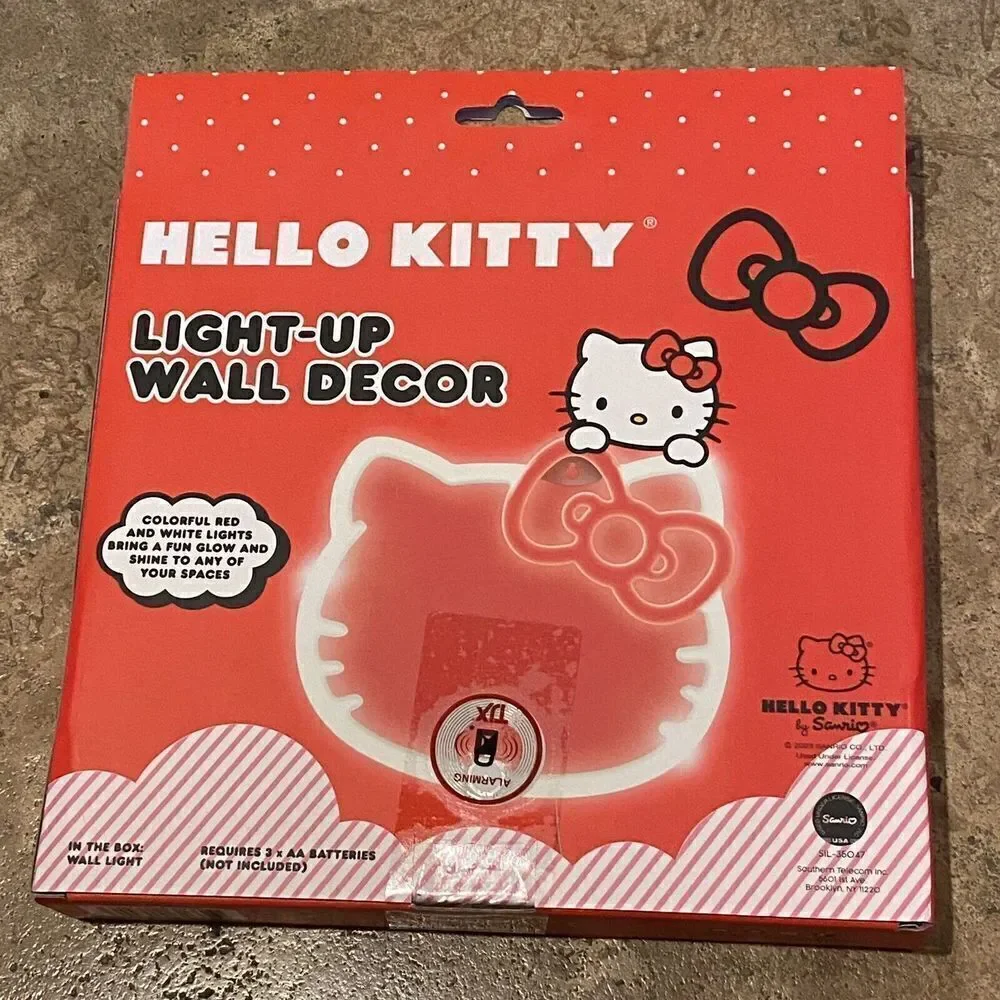 New!! HELLO KITTY Red Light-Up Wall Decor-Small